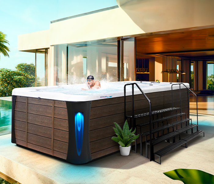 Calspas hot tub being used in a family setting - Mokana